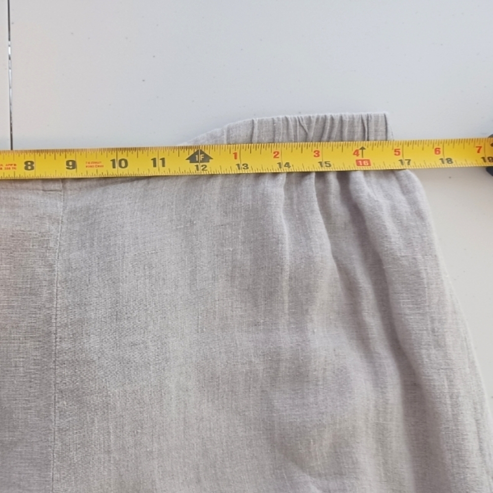 Flax 100% Linen Oatmeal Lagenlook Pull-On Sz L Pants - Picture 12 of 14